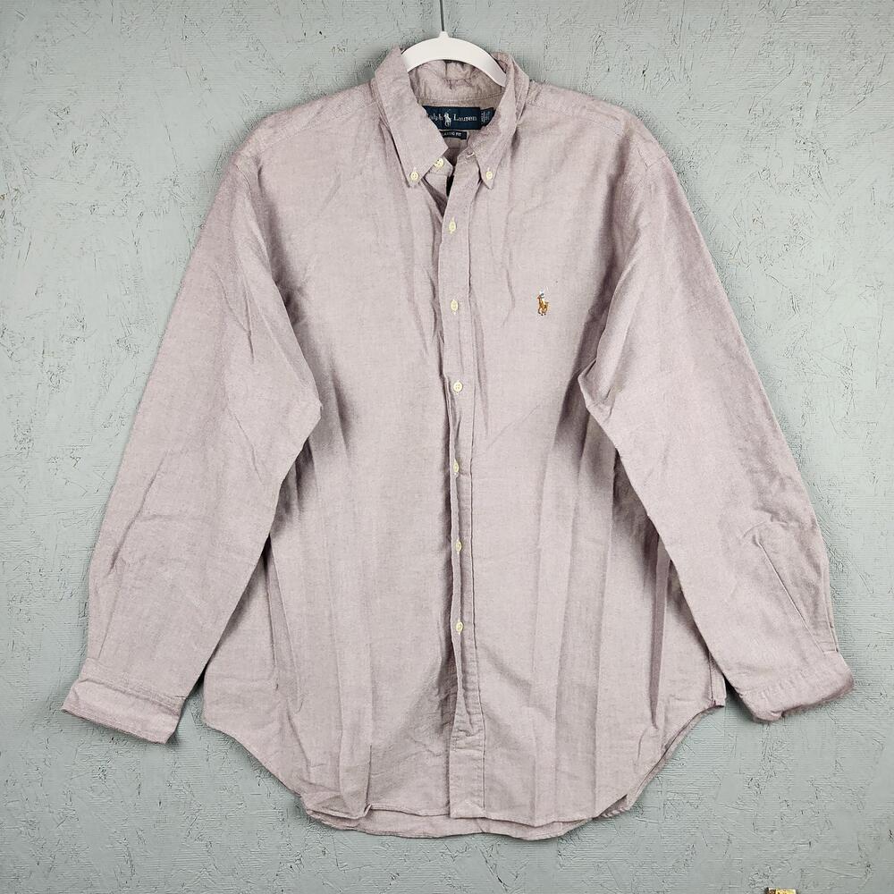 Ralph Lauren Shirt Mens 16.5 34/35 Purple Oxford Classic Fit Flesh Pony Logo